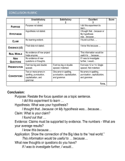 Conclusion: Purpose: Restate the focus question as a topic