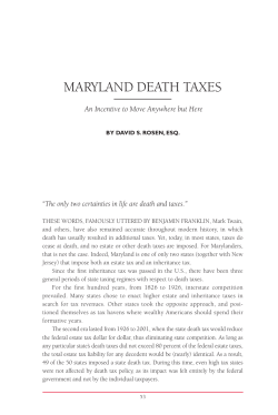 maryland deaTh Taxes - The Maryland Public Policy Institute