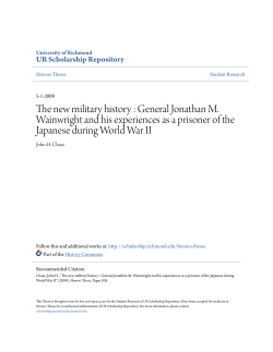 General Jonathan M. Wainwright and his experiences as a prisoner