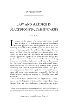 Law and Artifice in Blackstone`s Commentaries