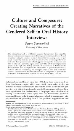 Culture and Composure: Creating Narratives of the Gendered Self in