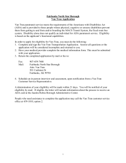 Fairbanks North Star Borough Van Tran Application Van Tran