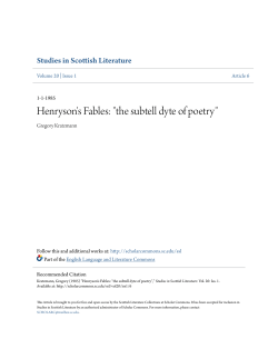 Henryson`s Fables: "the subtell dyte of poetry"