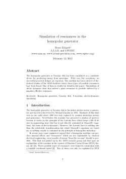 Simulation of resonances in the homopolar generator