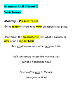 Grammar Unit 3 Week 2 Verb Tenses Monday &ndash; Present Tense