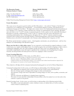 The Byzantine Empire - Department of History