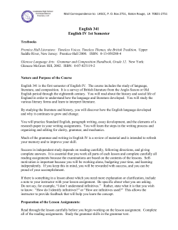 English 341 English IV 1st Semester