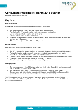 Consumers Price Index: March 2016 quarter