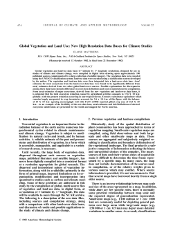 Global Vegetation and Land Use: New High