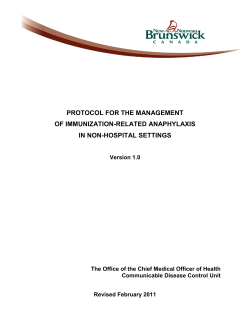 Protocol for the management of immunization
