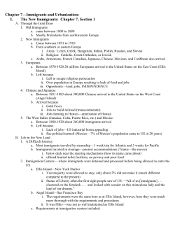 Chapter 7 Immigrants and Urbanization