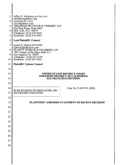 In Re: InVision Technologies, Inc. Securities Litigation 04-CV