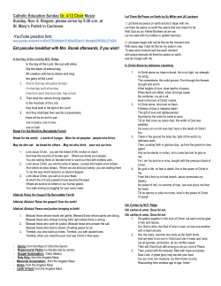 Choir practice sheet for Catholic Education Sunday