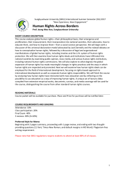 Human Rights Across Borders - International Summer Semester