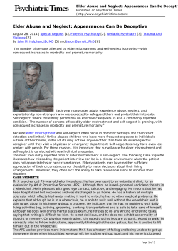 Elder Abuse and Neglect: Appearances Can Be Deceptive