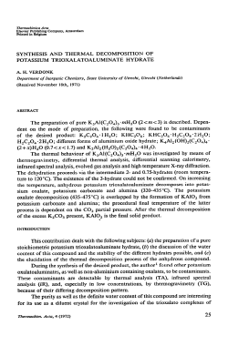SYNTHESIS AND THERMAL DECOMPOSITION OF POTASSIUM
