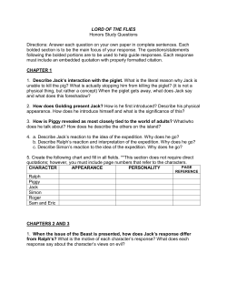 LORD OF THE FLIES Honors Study Questions Directions: Answer