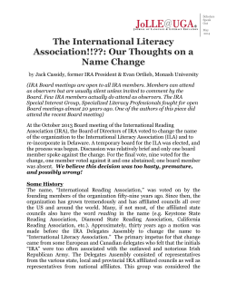 The International Literacy Association!!??: Our Thoughts on a Name