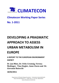 Developing a pragmatic approach to assess urban