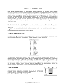 Chapter 12 – Comparing Counts