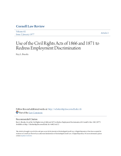 Use of the Civil Rights Acts of 1866 and 1871 to Redress