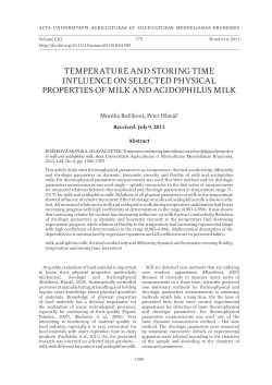 temperature and storing time influence on selected physical