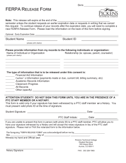 FERPA Release form - Pickens Technical College
