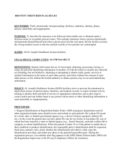 Identity Theft/Red Flag Rules - St. Joseph`s Healthcare System