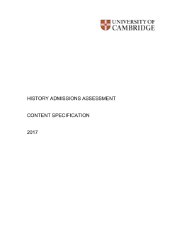 History Admissions Assessment specification