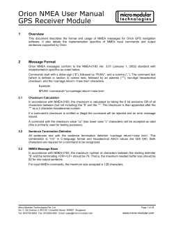 Orion NMEA User Manual GPS Receiver Module