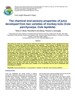 The chemical and sensory properties of juice developed from two