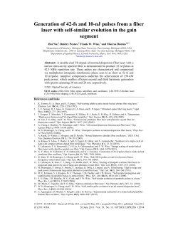 Generation of 42-fs and 10-nJ pulses from a fiber