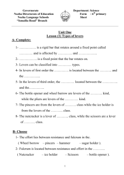 Unit One Lesson (1) Types of levers A