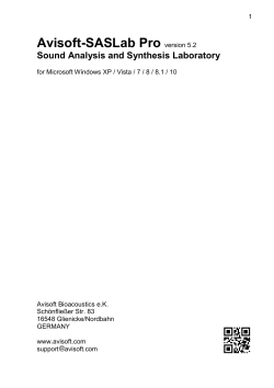 SASLab Pro manual - Avisoft Bioacoustics