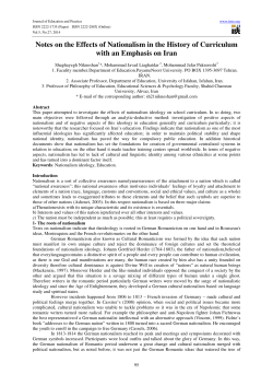 Notes on the Effects of Nationalism in the History of
