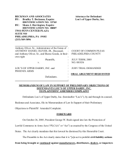 Memorandum of Law in Support of PO`s - Oliver v. Lou`s