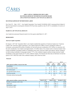 1 ares capital corporation declares second quarter 2017 dividend of