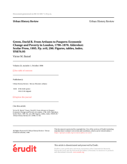 Green, David R. From Artisans to Paupers: Economic Change and