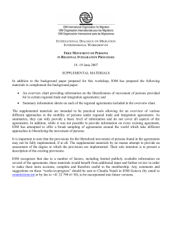 Free Movement of Persons in Regional Integration Proceses