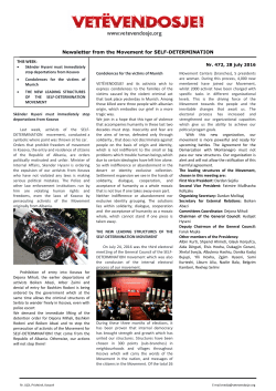 Newsletter from the Movement for SELF