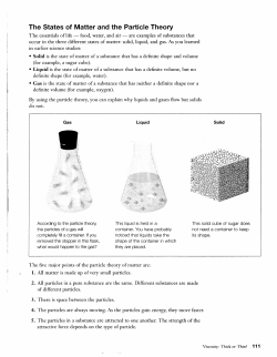The States of Matter and the Particle Theory