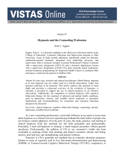 Hypnosis and the C Hypnosis and the Counseling Profession