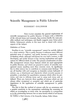 Scientific Management in Public Libraries