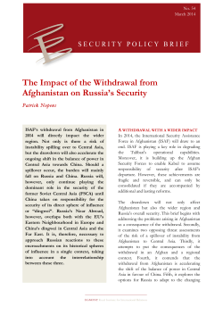 The Impact of the Withdrawal from Afghanistan on Russia`s Security