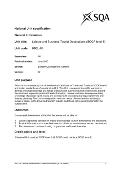 Leisure and Business Tourist Destinations