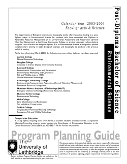 BSc Environmental Science - University of Lethbridge