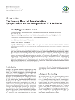 The Humoral Theory of Transplantation: Epitope Analysis and the