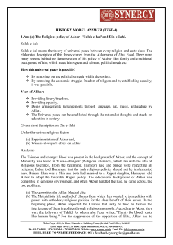 1.Ans (a) The Religious policy of Akbar - `Sulah-e-kul`