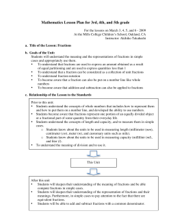 Mathematics Lesson Plan for 3rd, 4th, and 5th grade