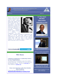 June 2013 Newsletter - Professional Business Coaches, Inc.